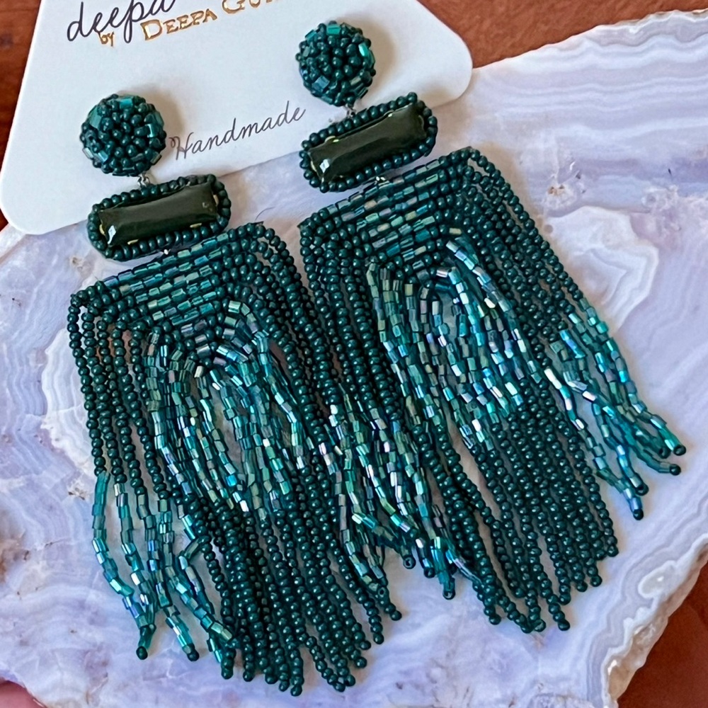 NWT Anthropologie Deepa Beaded Fringe Chandeliers - Picture 5 of 13